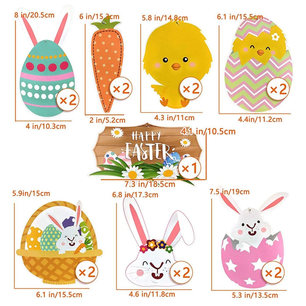 30PCS Easter Hanging Swirl Decorations Easter Egg Bunny Carrot Hanging Spiral Decor for Home Office School Easter Party Ornaments