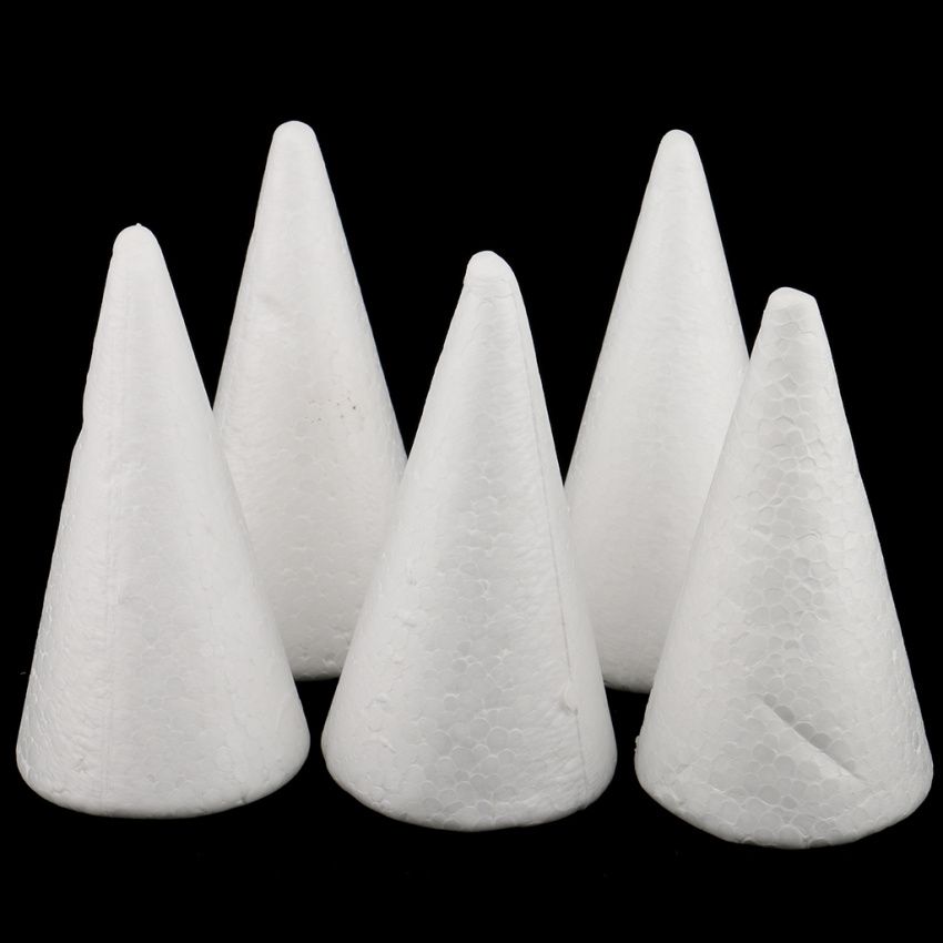 15pcs 7/10cm White Creative Styrofoam Foam Ornament Cone Shape DIY