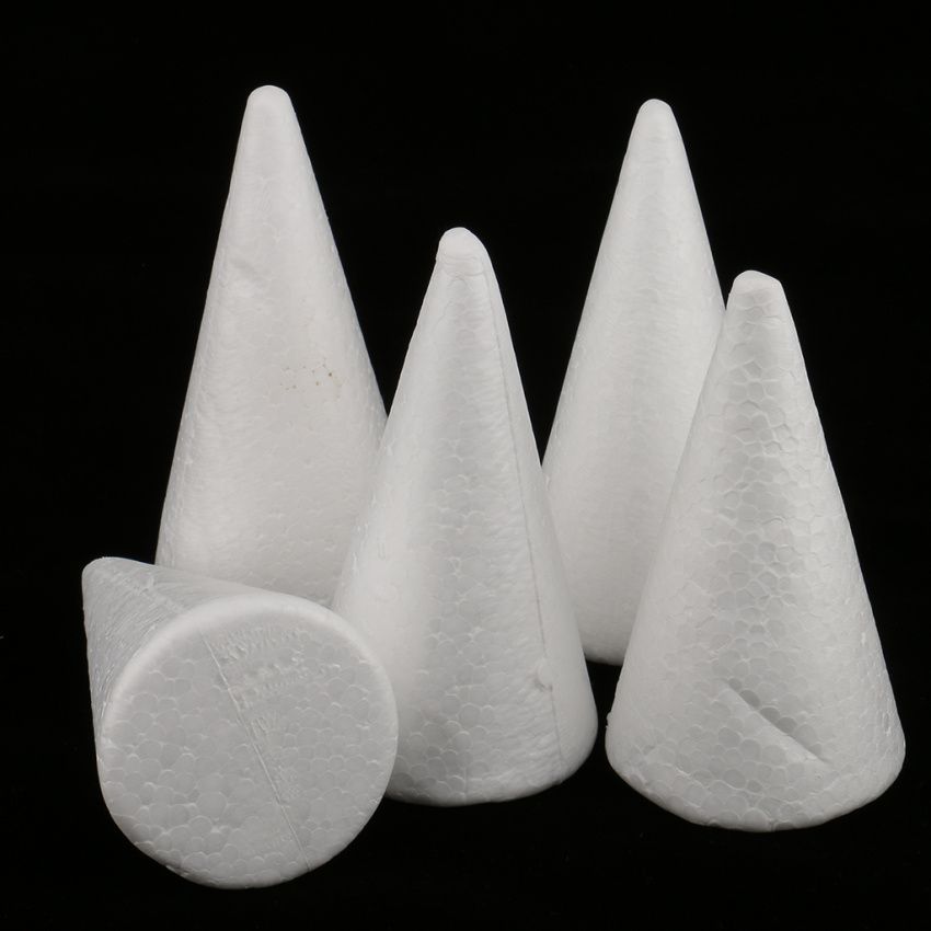 15pcs 7/10cm White Creative Styrofoam Foam Ornament Cone Shape DIY
