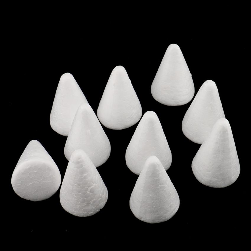 15pcs 7/10cm White Creative Styrofoam Foam Ornament Cone Shape DIY