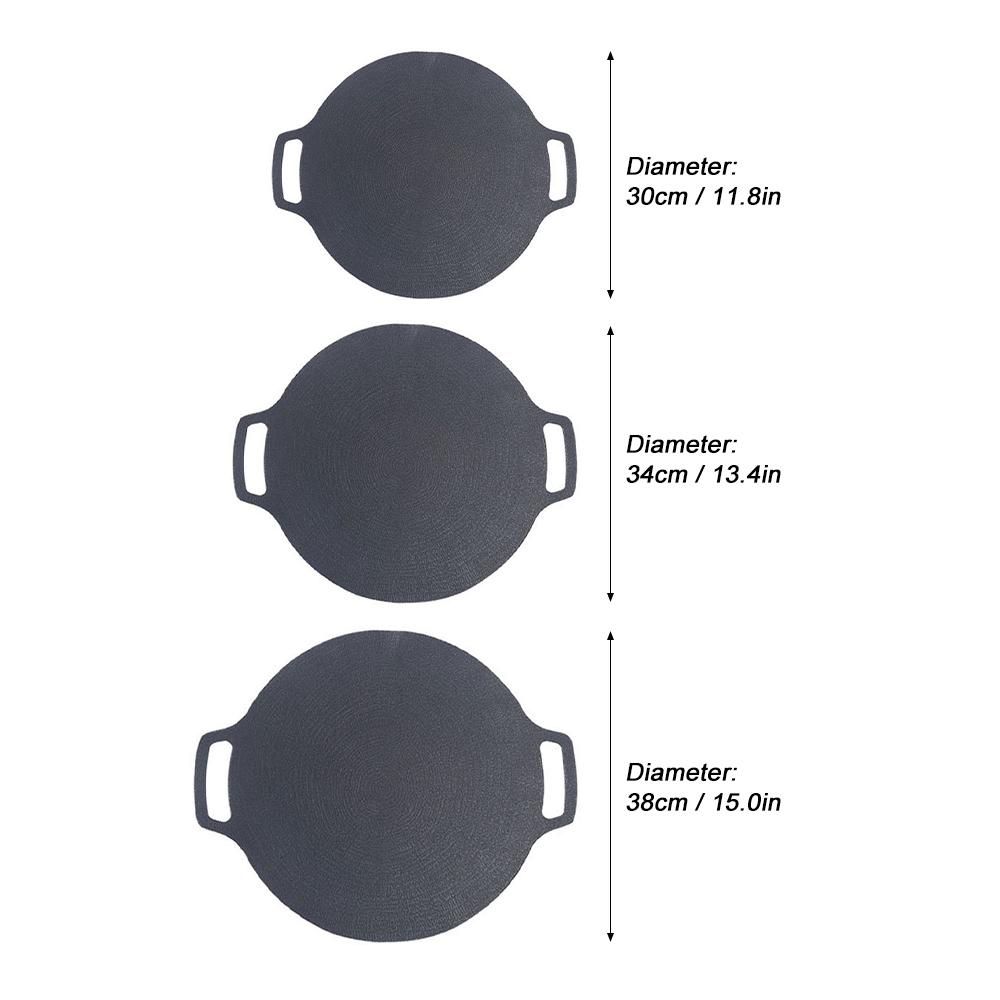 Nonstick BBQ Grill Pan Stovetop Baking Tray Comal with Metal Handles for Indoor Outdoor Barbecue Picnics