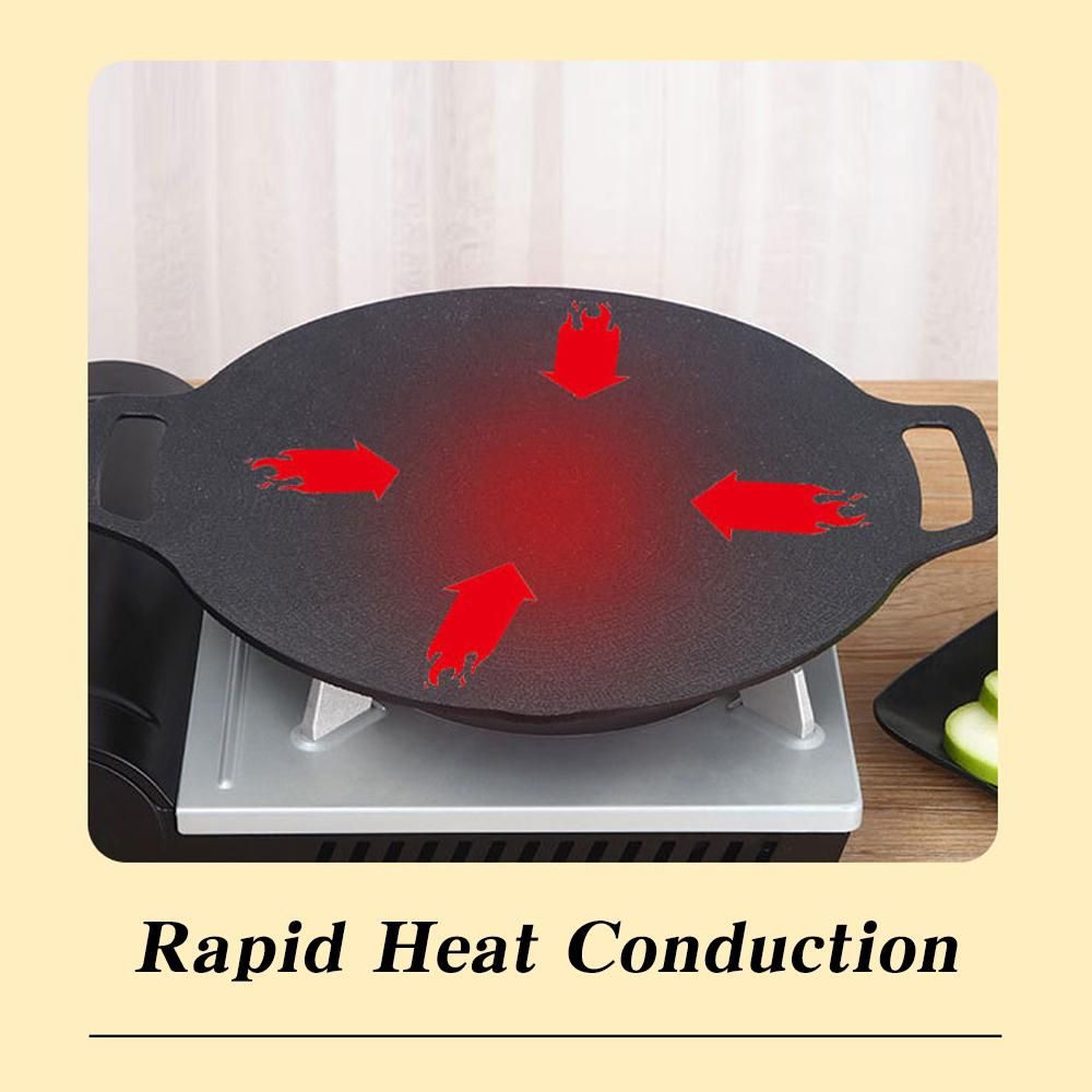 Nonstick BBQ Grill Pan Stovetop Baking Tray Comal with Metal Handles for Indoor Outdoor Barbecue Picnics