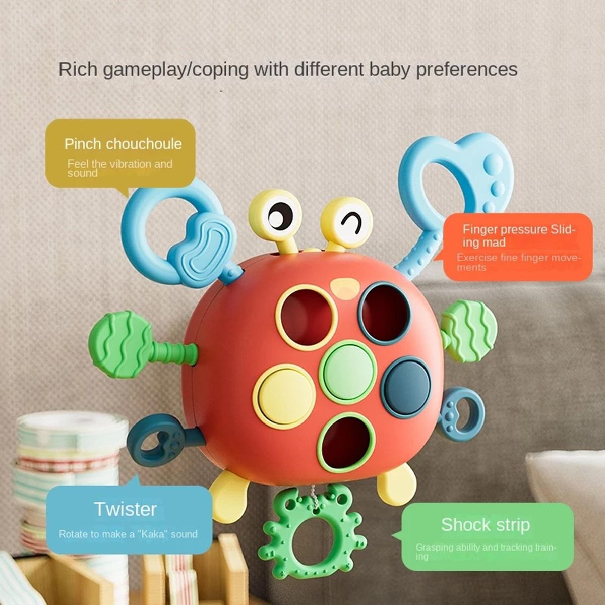 Infant Grasping Toy Plastic Grip Toys Toddler Pulling Toy