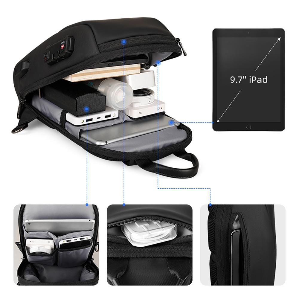 MARK RYDEN TSA Lock Crossbody Men Bag Waterproof USB Charge Chest Pack Short Travel Messengers Chest Shoulder Bag Men