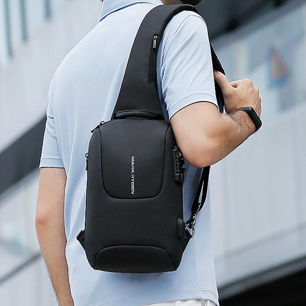 MARK RYDEN TSA Lock Crossbody Men Bag Waterproof USB Charge Chest Pack Short Travel Messengers Chest Shoulder Bag Men