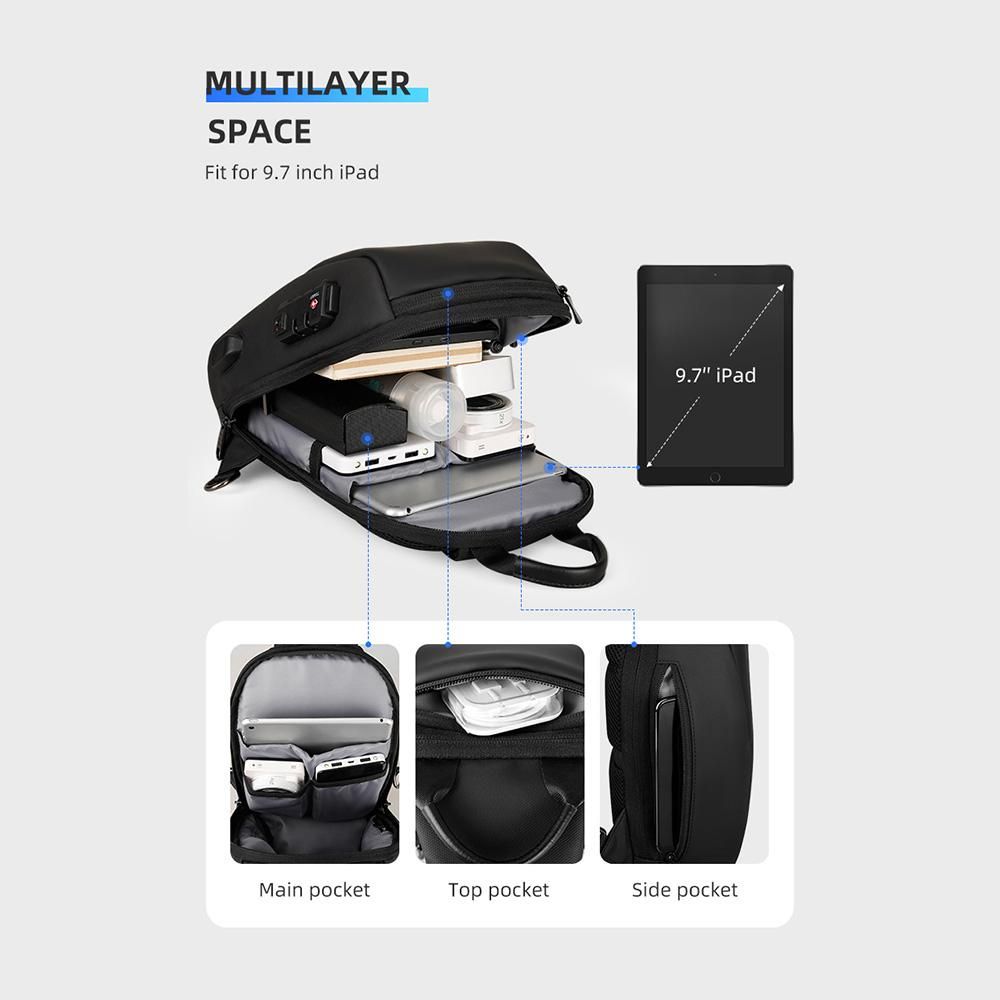 MARK RYDEN TSA Lock Crossbody Men Bag Waterproof USB Charge Chest Pack Short Travel Messengers Chest Shoulder Bag Men