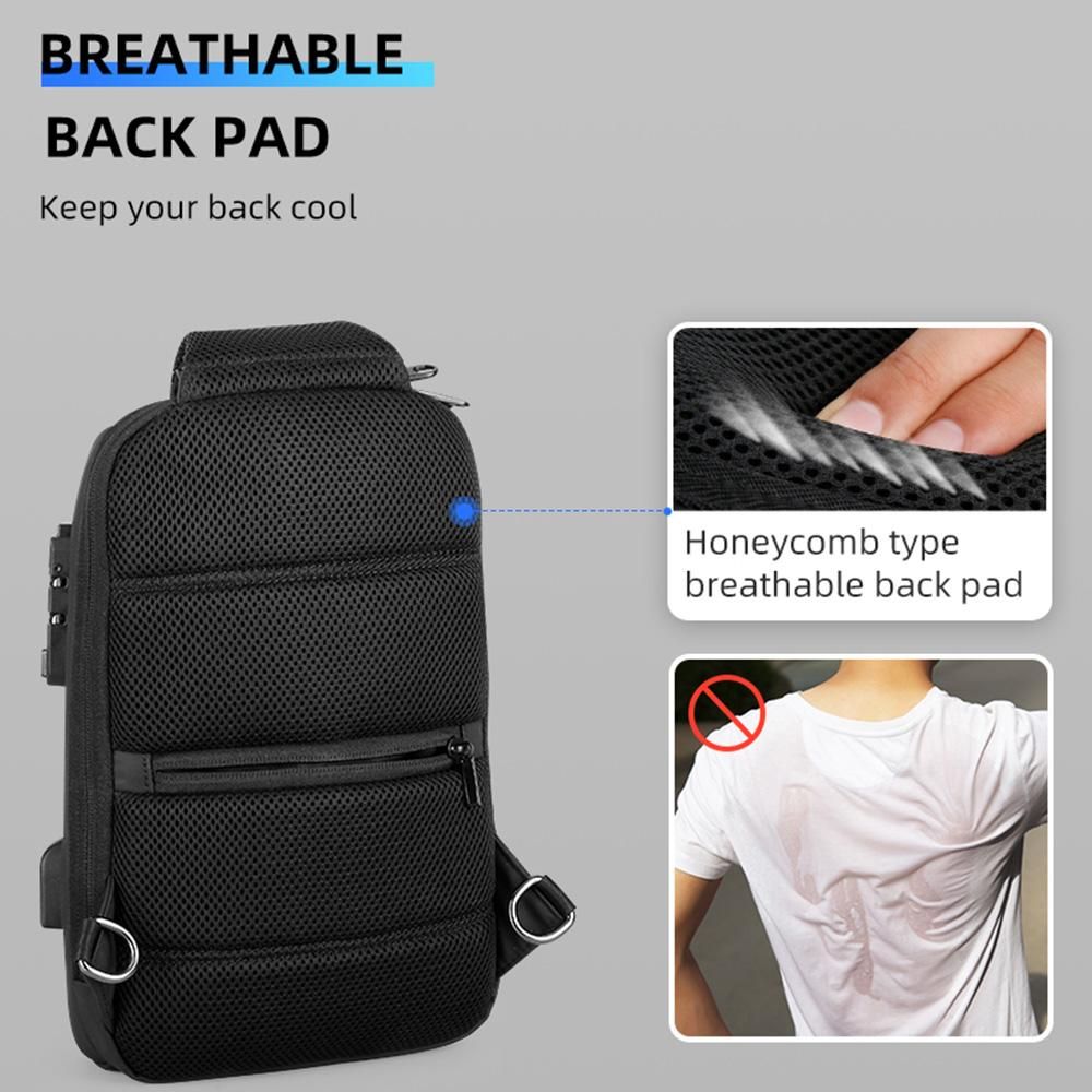 MARK RYDEN TSA Lock Crossbody Men Bag Waterproof USB Charge Chest Pack Short Travel Messengers Chest Shoulder Bag Men