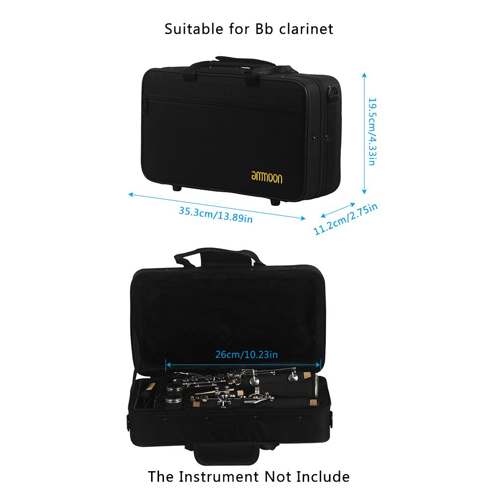 Ammoon Bb Clarinet Case Gig Bag Backpack Box