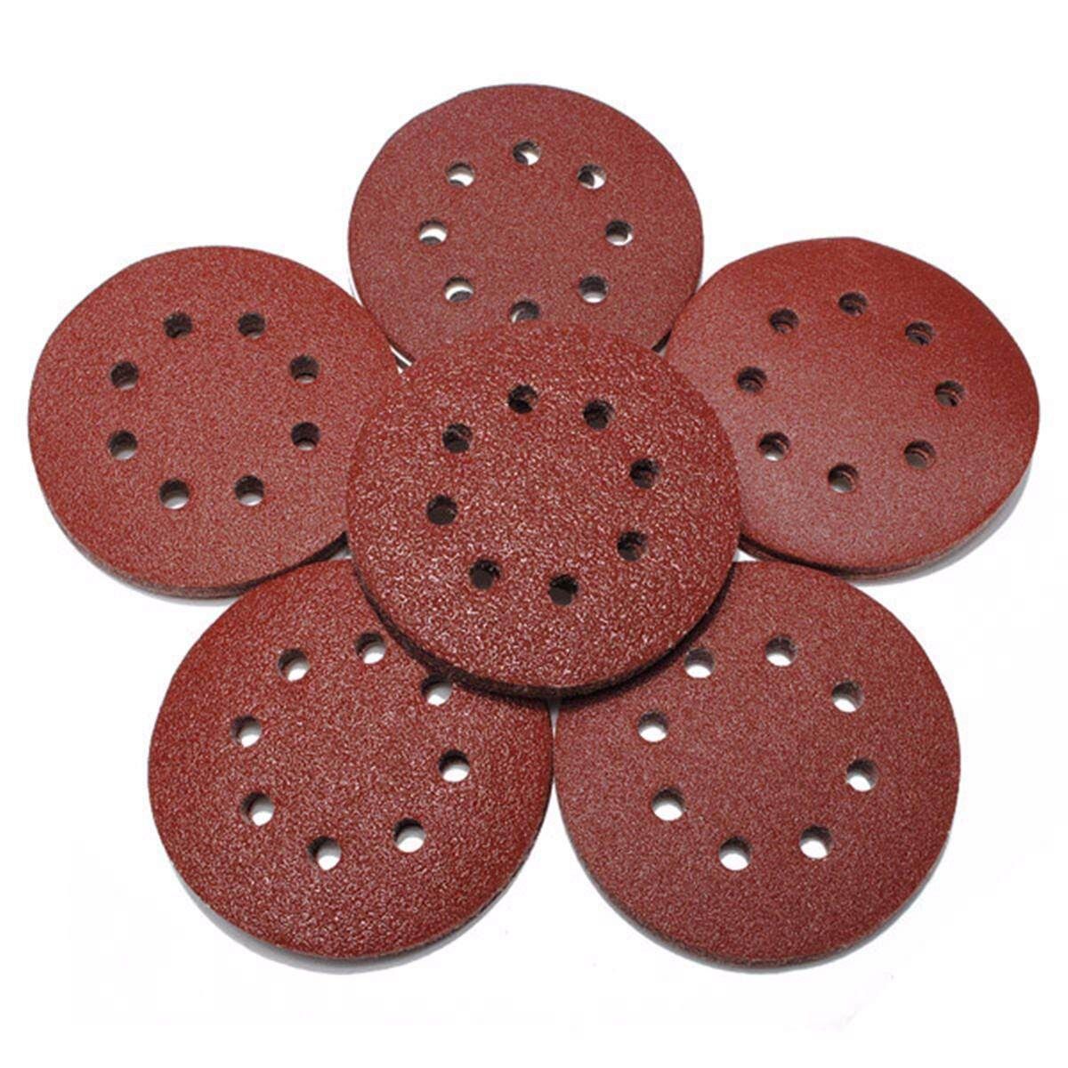 50Pcs 125mm 40 60 80 100 120G Grit Sanding Sheets Disc Paper Random Orbit Hook And Loop