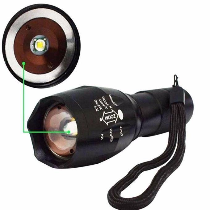 FFY 3800LM CREE XML T6 LED Flashlight Torchlight Tactical AluminumWaterproof Zoomable For EU Charger +AAA Holder+Protective Case Box(Black)