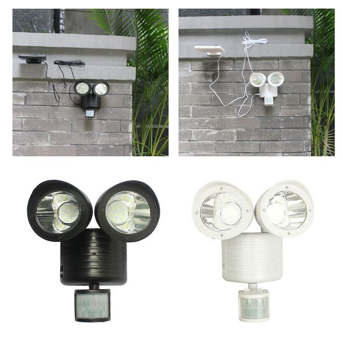 22LED Dual Security Detector Solar Spot Light Motion Sensor Outdoor Floodlight Black