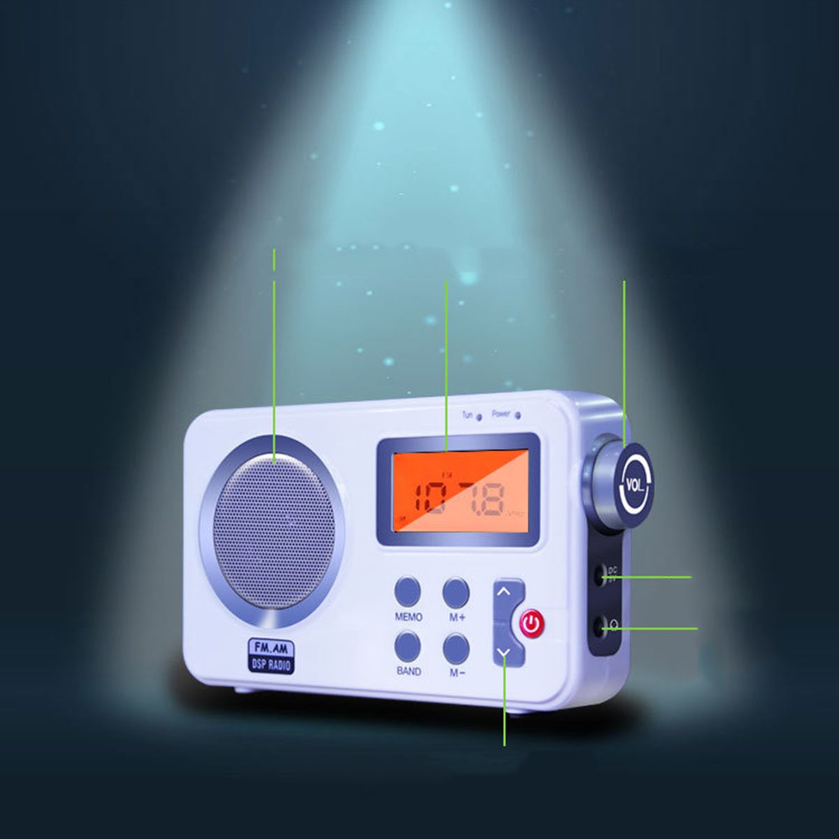 Portable Radio AM LCD Display Big Speaker Earphone Plug For Gift Elder
