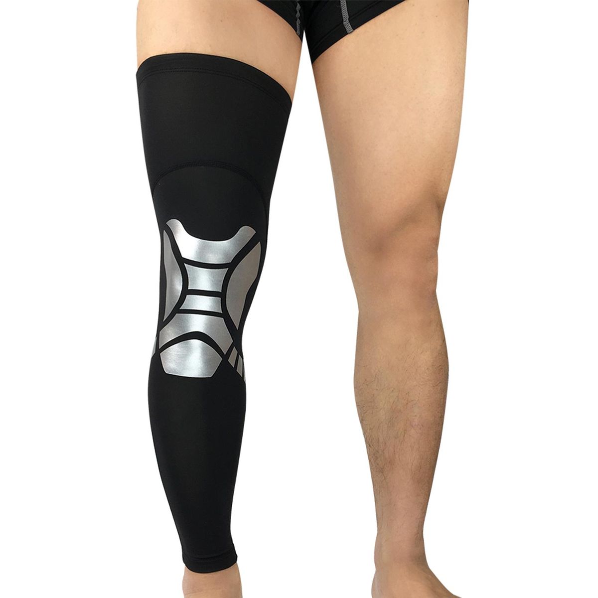 Full Leg Compression Sleeves For Women Black And Sliver L