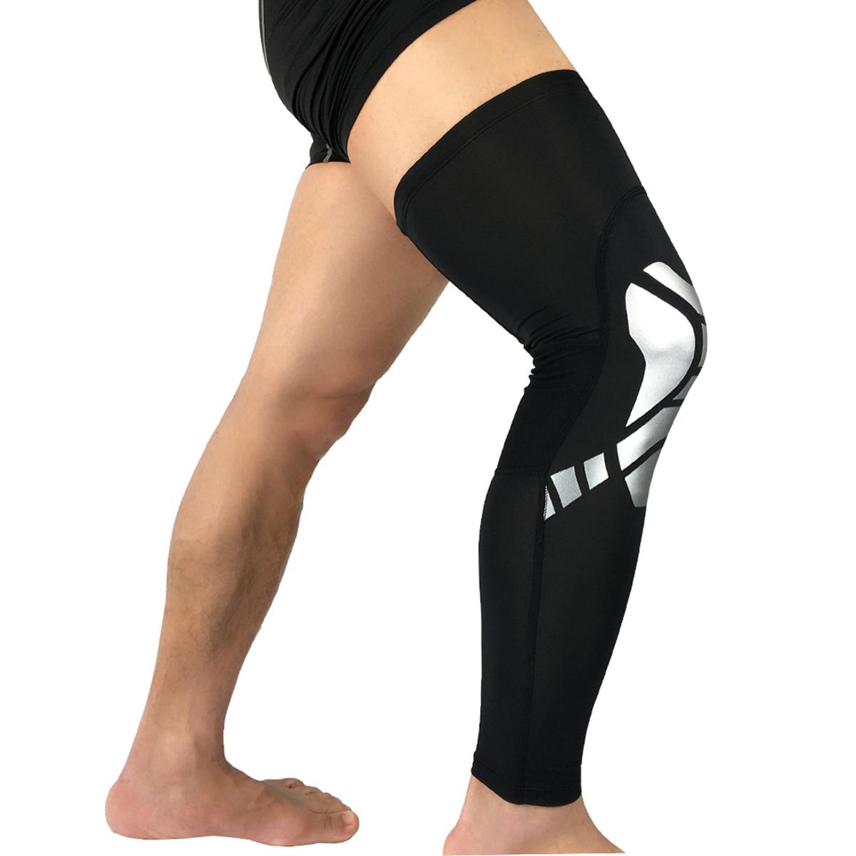 Full Leg Compression Sleeves For Women Black And Sliver L