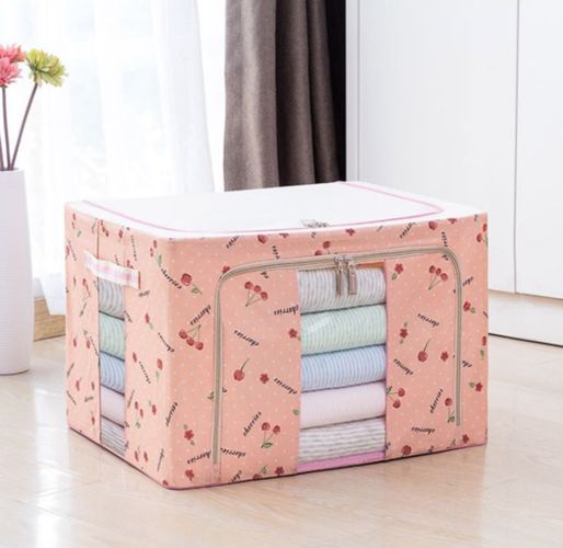 66L Folding Storage Box Dirty Clothes Collecting Case Non Woven Fabric With Zipper Moisture Proof Quilt Storage Box