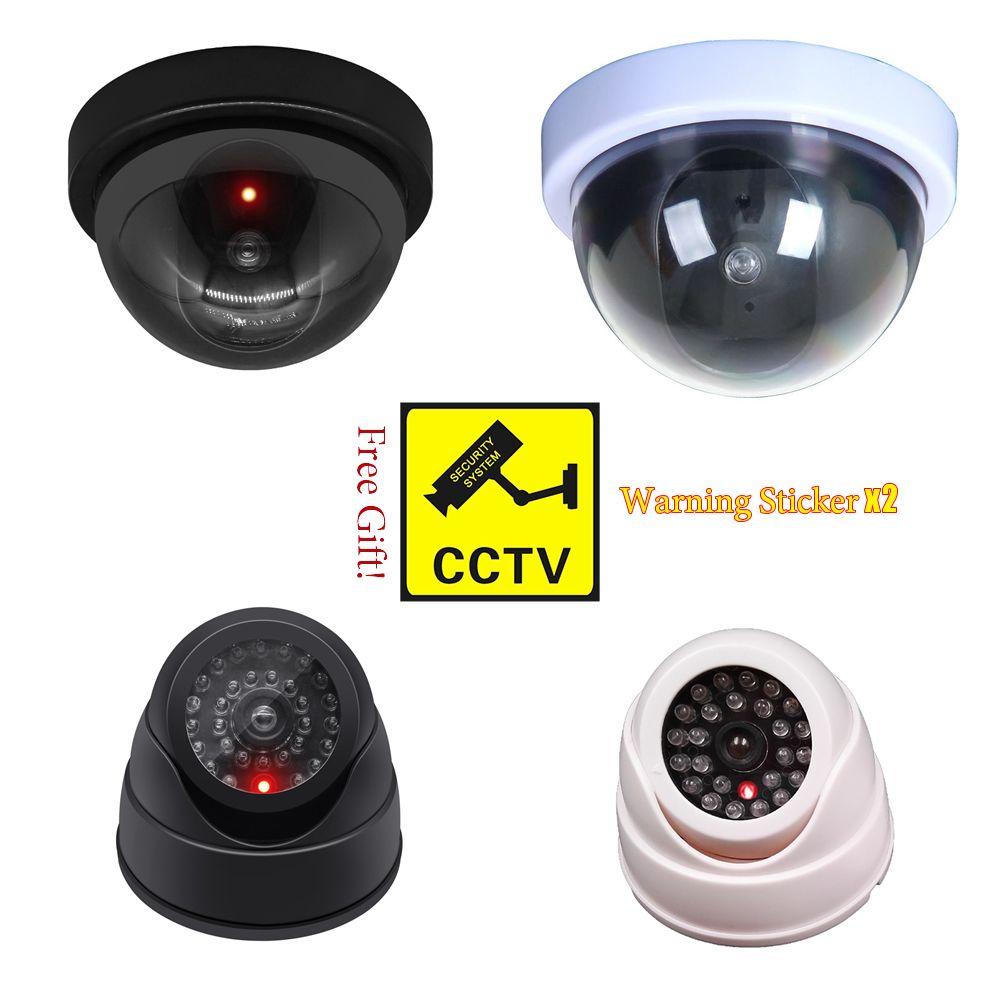 Wireless Black/White Dummy Camera  Plastic Dome CCTV Security Camera With Flashing Led Surveillance System Indoor Outdoor