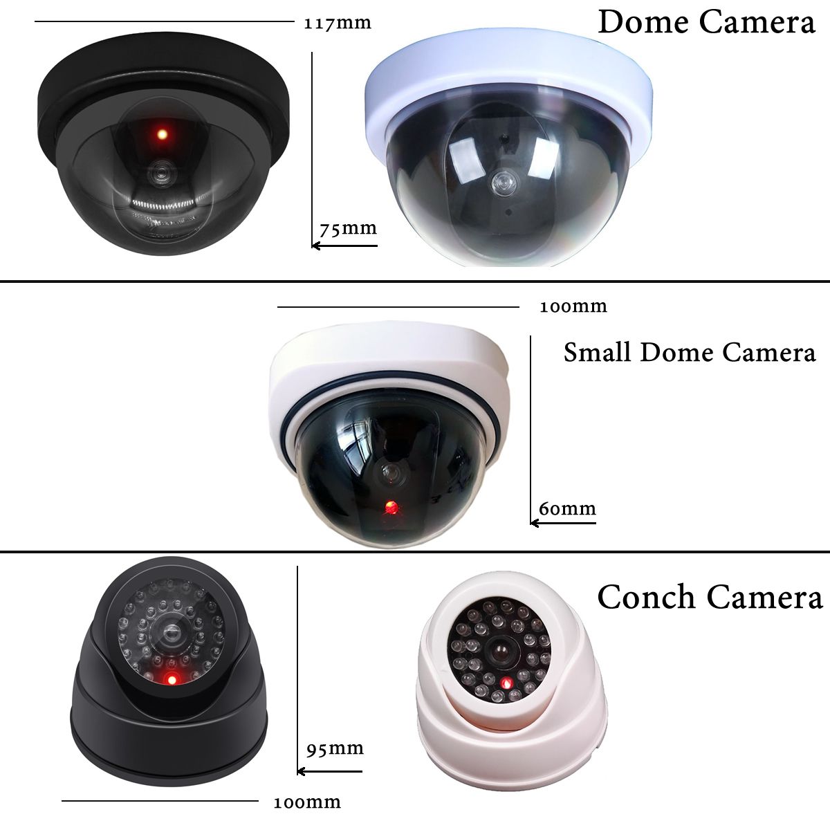 Wireless Black/White Dummy Camera  Plastic Dome CCTV Security Camera With Flashing Led Surveillance System Indoor Outdoor