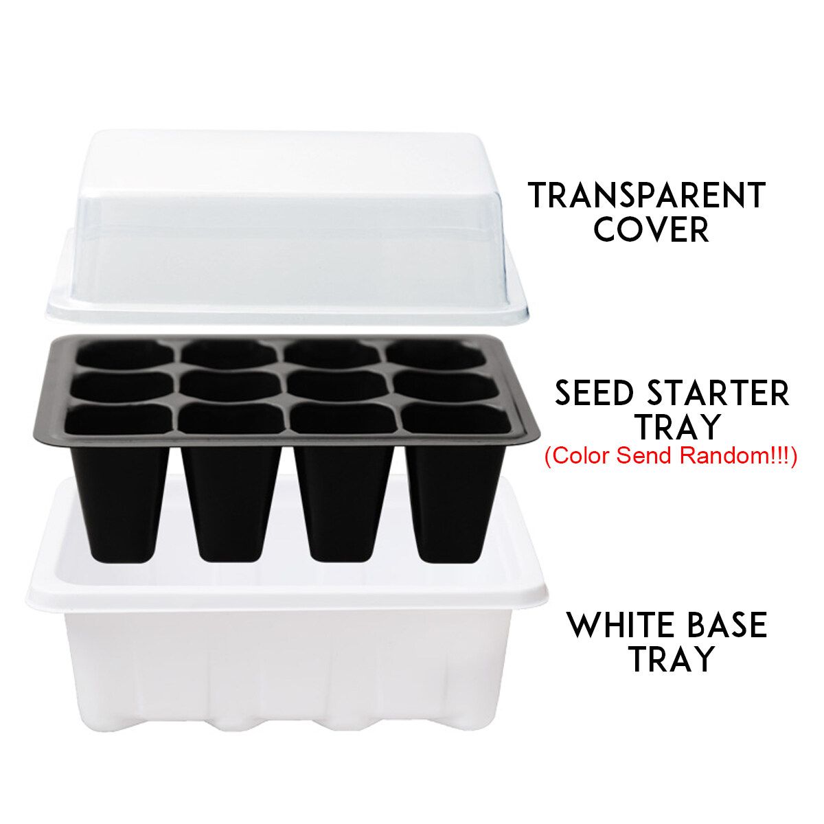 6Set 12-Cell Seedling Starter Tray Kit Plant Propagation Tray For Succulent