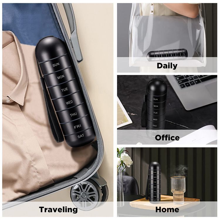 Sealed Waterproof 7 Days Split Aluminum Alloy Metal Pill Box Weekly Medicine Case Splitter Tablet Storage Organizer Container Greay