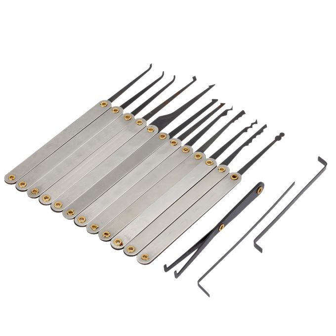 15Pcs Stainless Steel Lock Pick Opener Set Tools With