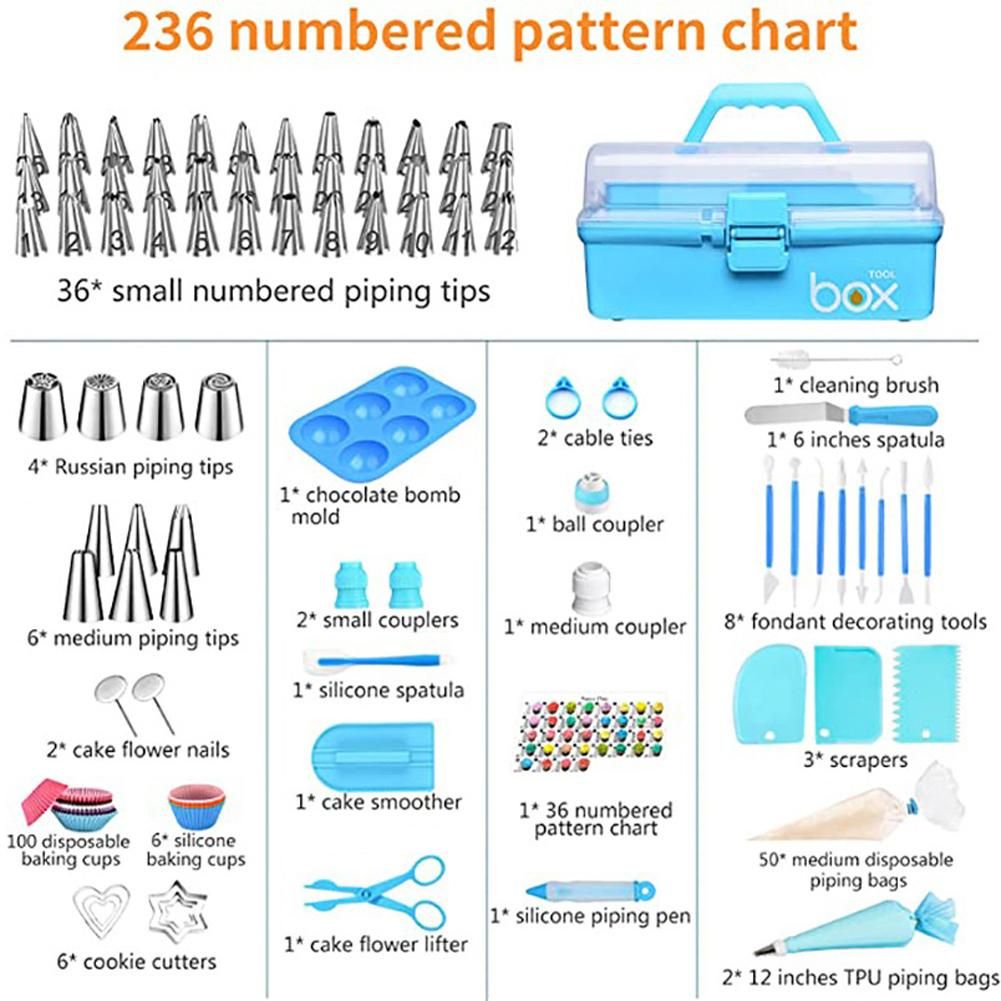 236pcs Cake Decorating Mouth Set Cake Decorating Tool Cupcake Decorating Kit Cookie Decorating Supplies