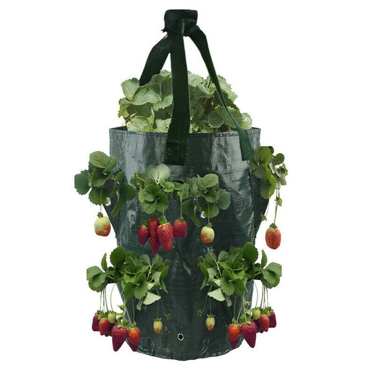3 Gallon Strawberry Plant Grow Bag Garden Hanging Pouch Flower Herb Bags Orange
