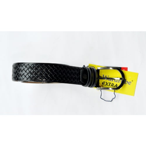 Men's Leather Drafted Belt- Black - Mb-9668