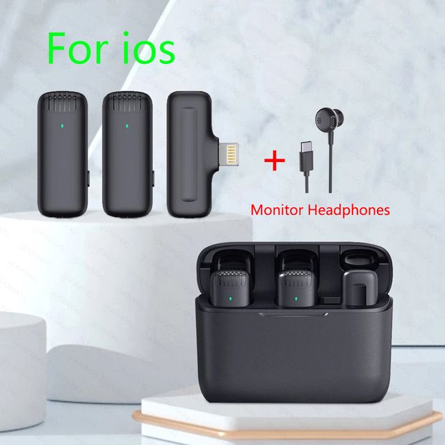 Wireless Lapel Microphone Lavalier Mic Noise Reduction Live Interview Mobile Phone Recording For IPhone Type C With Charging Box