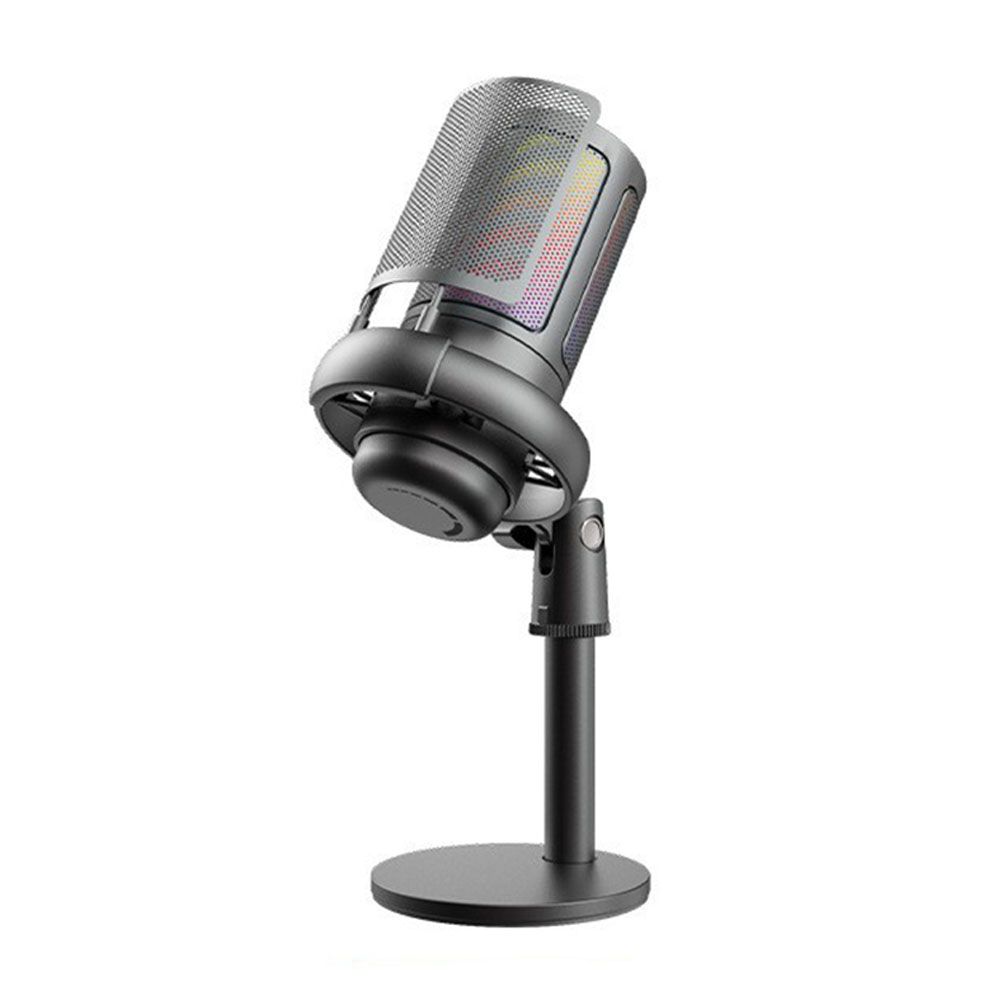 USB Condenser Gaming Microphone With RGB Light Professional Recording Desktop Mic For PC Computer Live Streaming Video Youtube