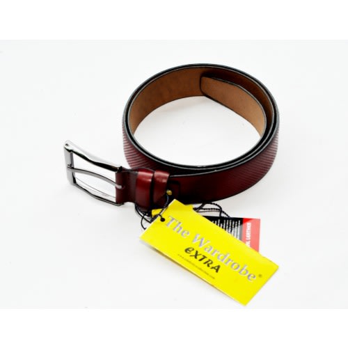 Leather Dotted Styled Men Belt-Mb-9682-Wine -Size-125/50 Cm