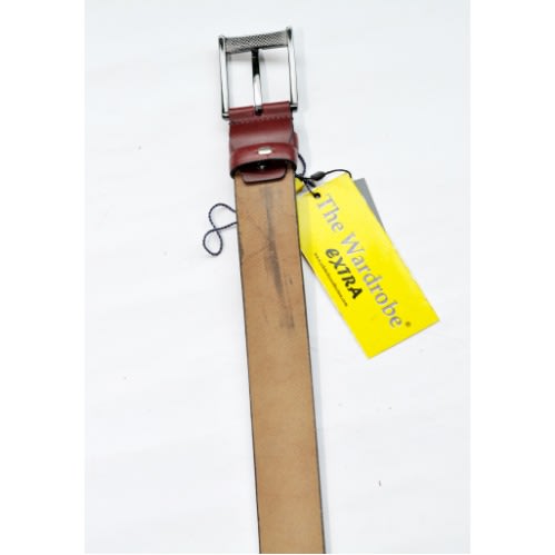 Leather Dotted Styled Men Belt-Mb-9682-Wine -Size-125/50 Cm