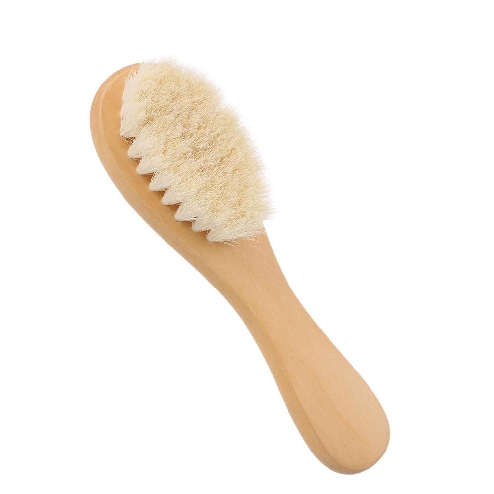 2pcs/Set Baby Hair Brush Comb Natural Wool Wooden Hairbrush Newborn Infant Comb Head Massager Baby Grooming Kit