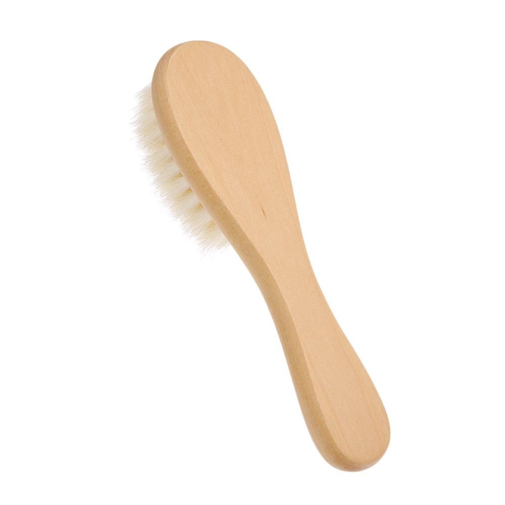 2pcs/Set Baby Hair Brush Comb Natural Wool Wooden Hairbrush Newborn Infant Comb Head Massager Baby Grooming Kit