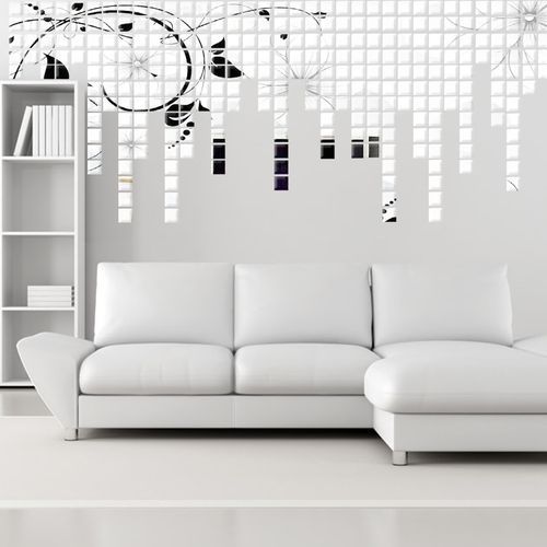 100pcs Acrylic 2x2cm Mirror Stickers Silver