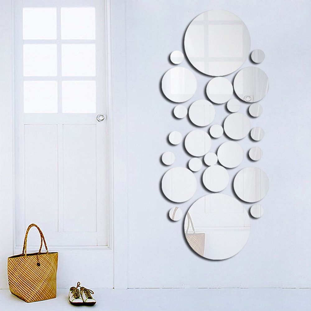 26pcs/set Acrylic Polka Dot Wall Mirror Stickers Room Bedroom Kitchen Bathroom Stick Decal Home Party Decoration Decor Art Mural Stickers DIY Decals Art Decal Room Decoration