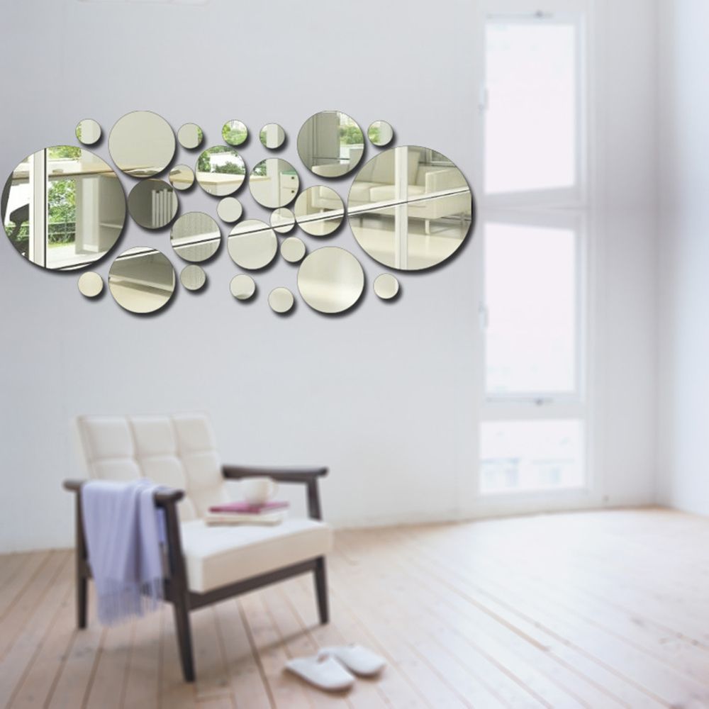 26pcs/set Acrylic Polka Dot Wall Mirror Stickers Room Bedroom Kitchen Bathroom Stick Decal Home Party Decoration Decor Art Mural Stickers DIY Decals Art Decal Room Decoration