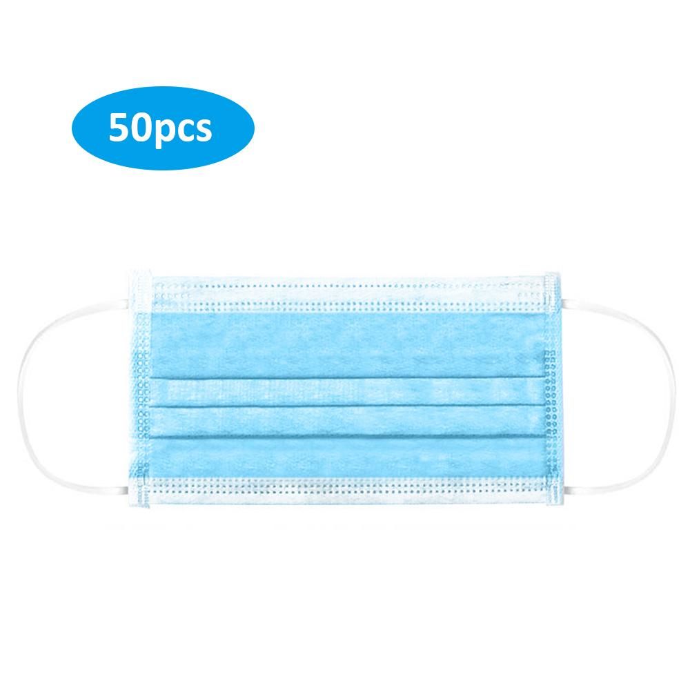 50PCS Face Mask Disposable Stop PM2.5 Particle Face Cover Breathable Dustproof Mouth Cover