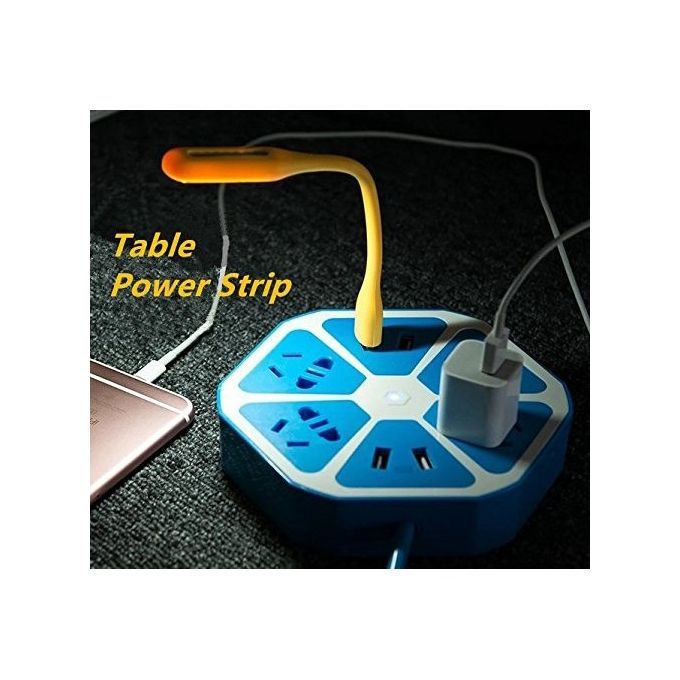 Power Strips With USB Ports Surge Protector Power Socket Have 4 Outlets 4 USB UK Plug (Blue)
