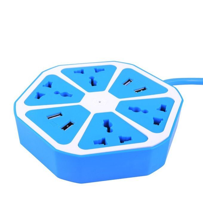 Power Strips With USB Ports Surge Protector Power Socket Have 4 Outlets 4 USB UK Plug (Blue)