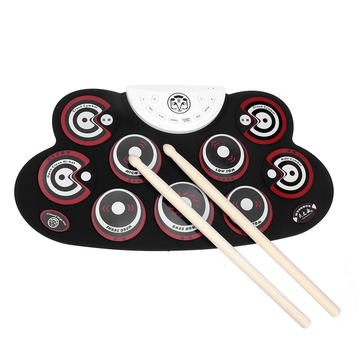 Roll-Up Drum Set Electronic 9 Silicon Drum Pads USB/ Powered For Kids