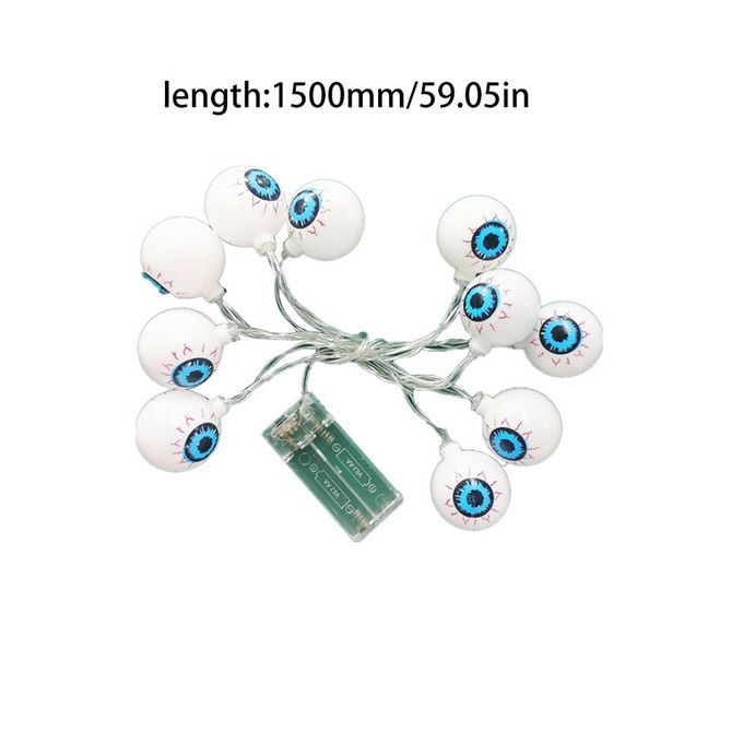 10 Heads 1.5m   Light String Ghost Eyeball Shape Lights Battery For Party-white Black Blue-true White Light