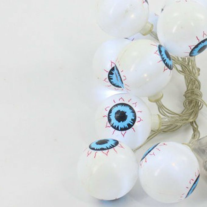 10 Heads 1.5m   Light String Ghost Eyeball Shape Lights Battery For Party-white Black Blue-true White Light