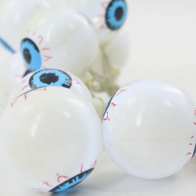 10 Heads 1.5m   Light String Ghost Eyeball Shape Lights Battery For Party-white Black Blue-true White Light