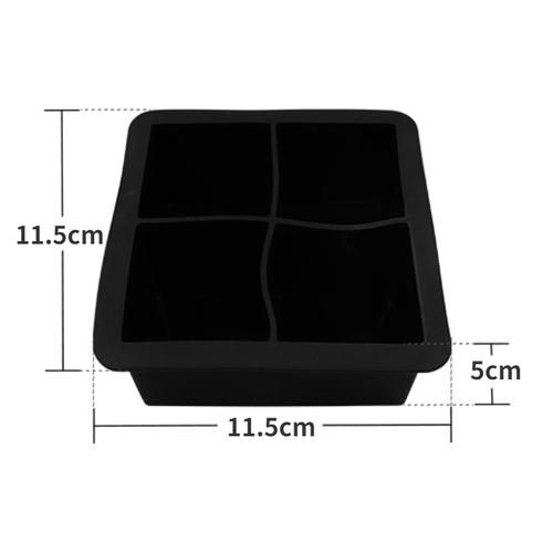 Big Ice Cube Maker Tray Silicone Square Ice Mold Mould for Whiskey Cocktail Brandy Large Cubitera Ice Tray Ice Cube Mold 4 Grid