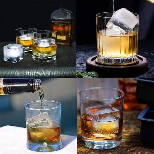 Big Ice Cube Maker Tray Silicone Square Ice Mold Mould for Whiskey Cocktail Brandy Large Cubitera Ice Tray Ice Cube Mold 4 Grid