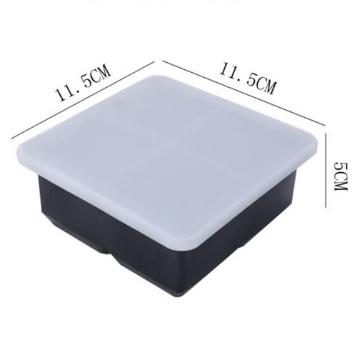 Big Ice Cube Maker Tray Silicone Square Ice Mold Mould for Whiskey Cocktail Brandy Large Cubitera Ice Tray Ice Cube Mold 4 Grid