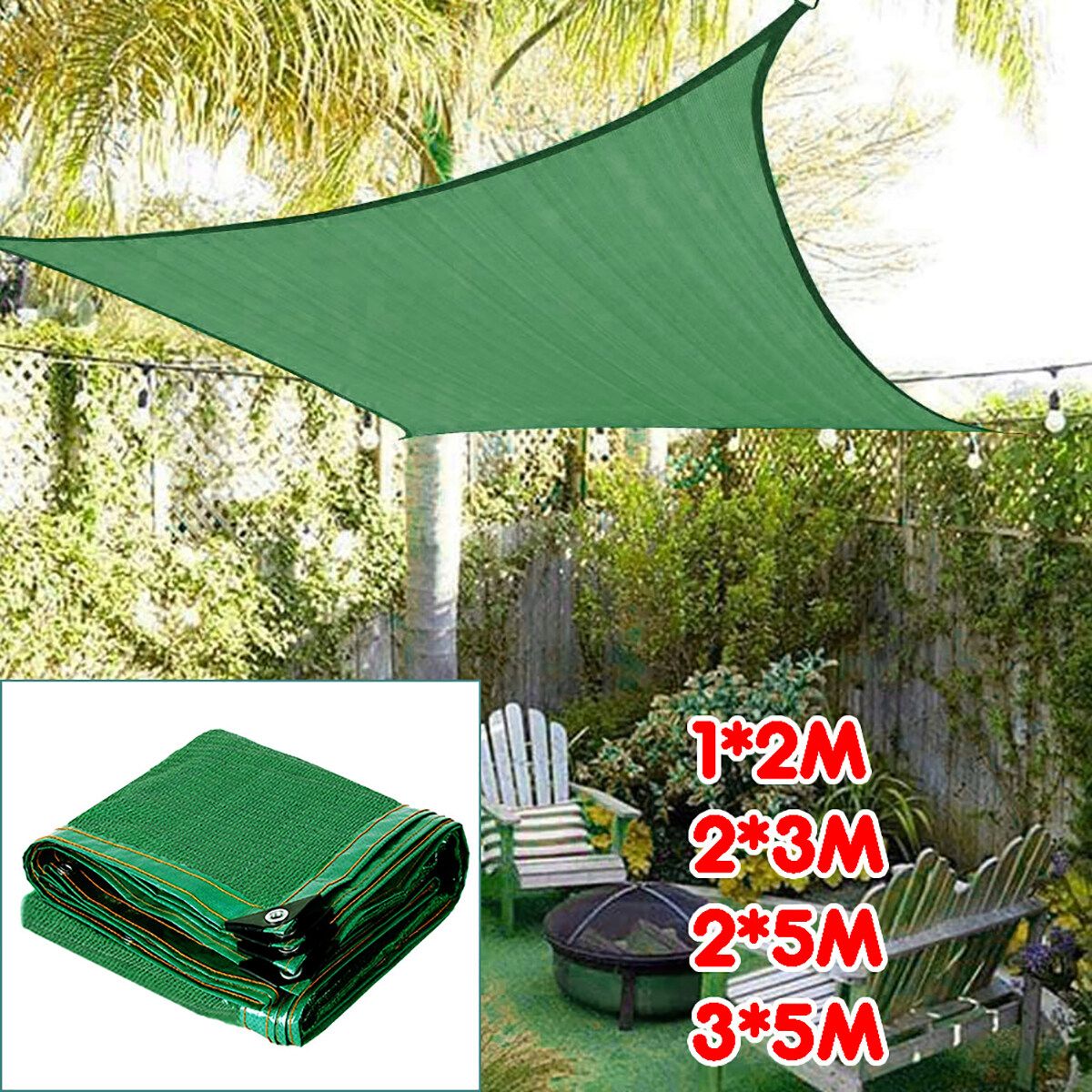 Sunshade Sun Shade Net Sail Awning Canopy Cloth Cover Outdoor Garden UV Protection SunProof 1X2M