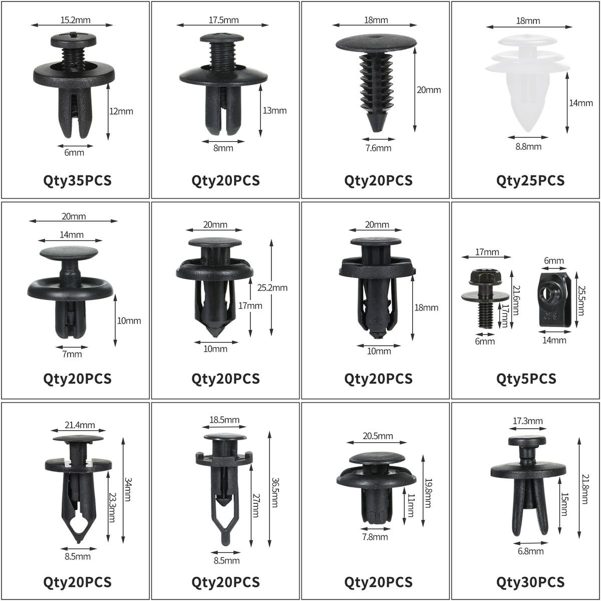 Bumper Retainer Clips Car Plastic Rivets Fasteners Push