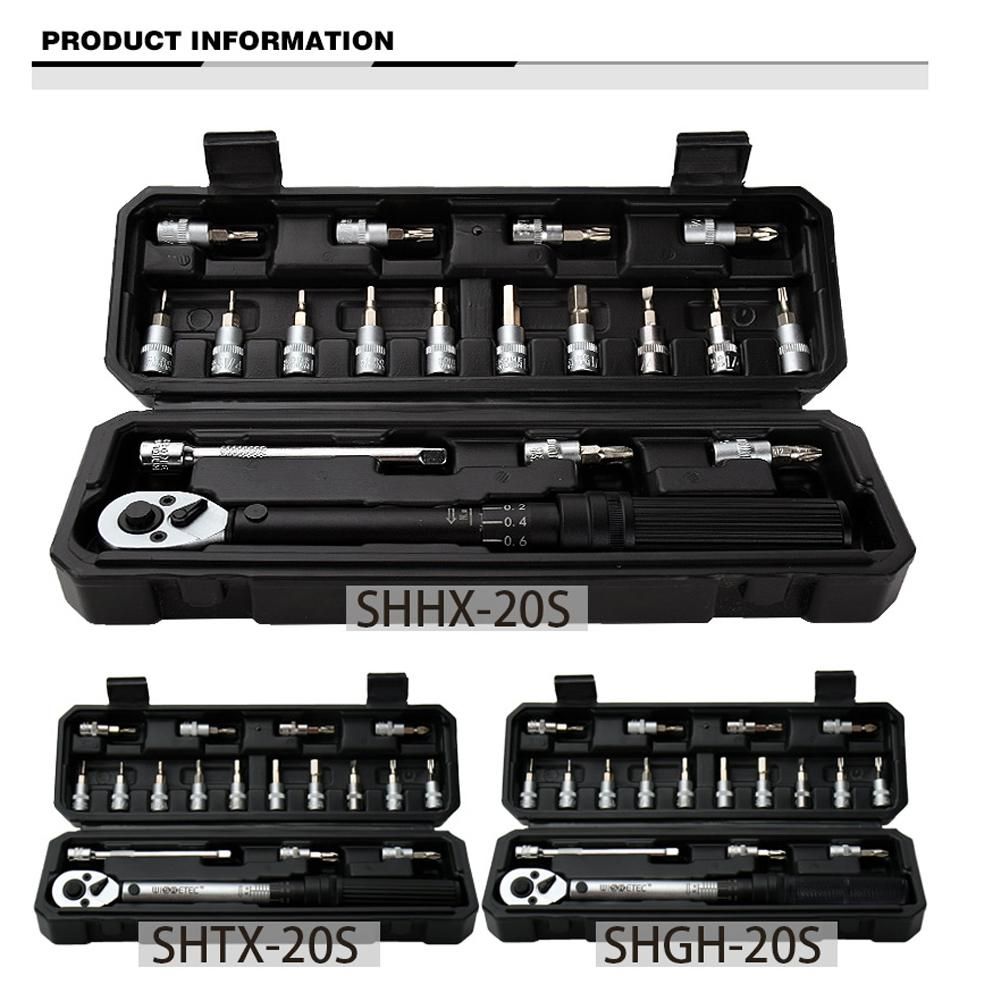 WISRETEC 2-20Nm 1/4 Inch 18PCS Dual Scable Torque Wrench Set Preset Torque Wrench Bits Set Adjustable Torque Wrench for Household Bicycle Car Repairing with Storage Box