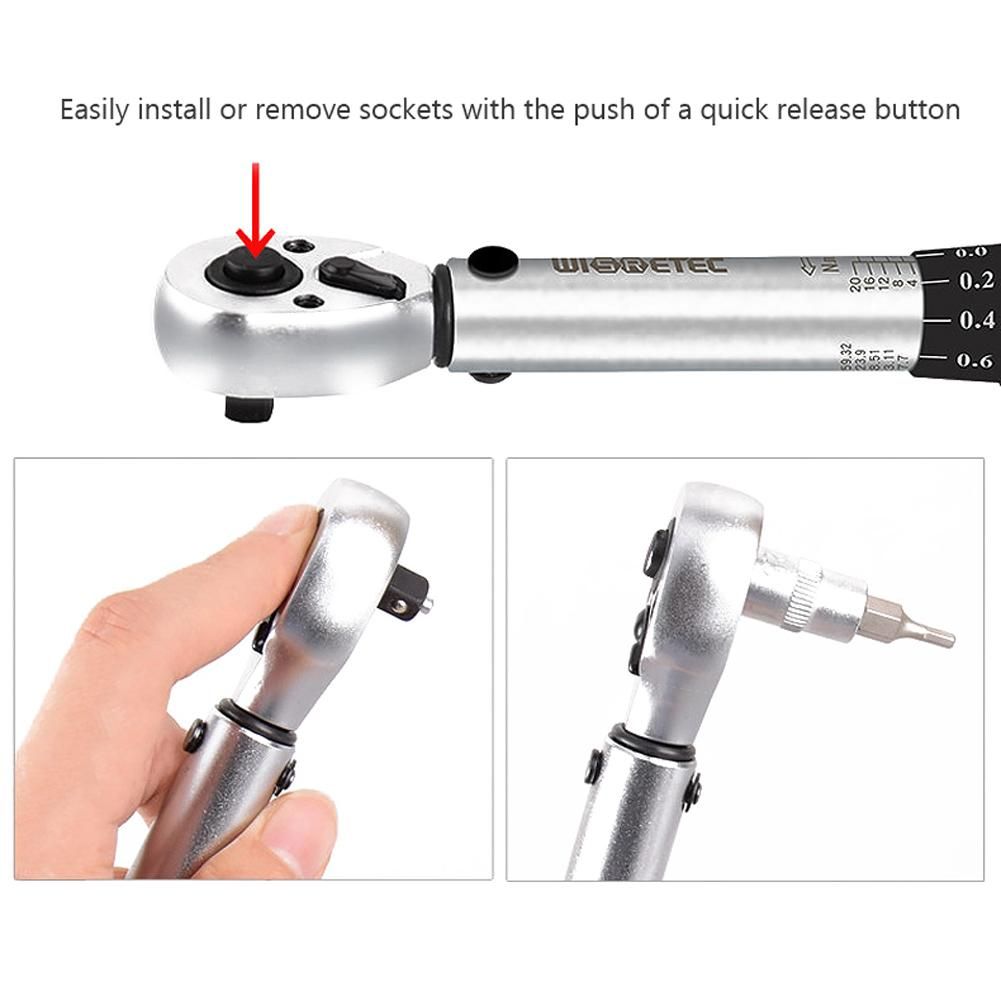 WISRETEC 2-20Nm 1/4 Inch 18PCS Dual Scable Torque Wrench Set Preset Torque Wrench Bits Set Adjustable Torque Wrench for Household Bicycle Car Repairing with Storage Box